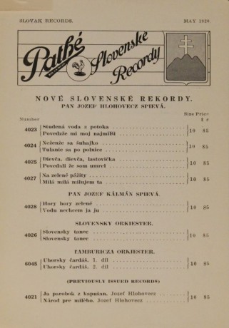 Pathé Slovenské Recordy May 1920
