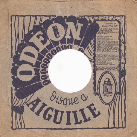 Odeon - obal platne v štýle ART DECO z 30. rokov 20. st. používané vo Francúzsku, druhá strana