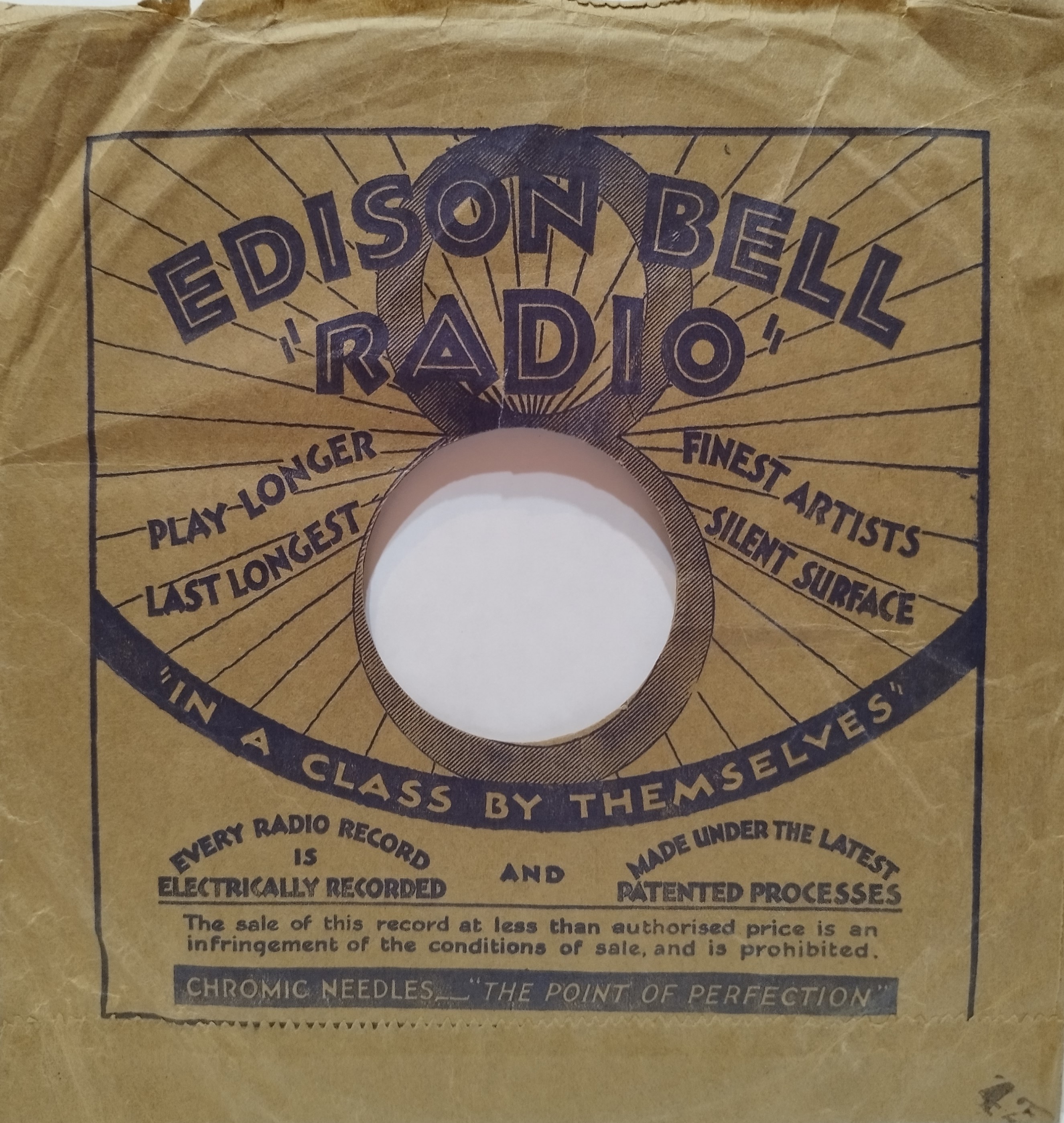 Edison Bell Radio - obal z roku 1928 vyrobený v Anglicku