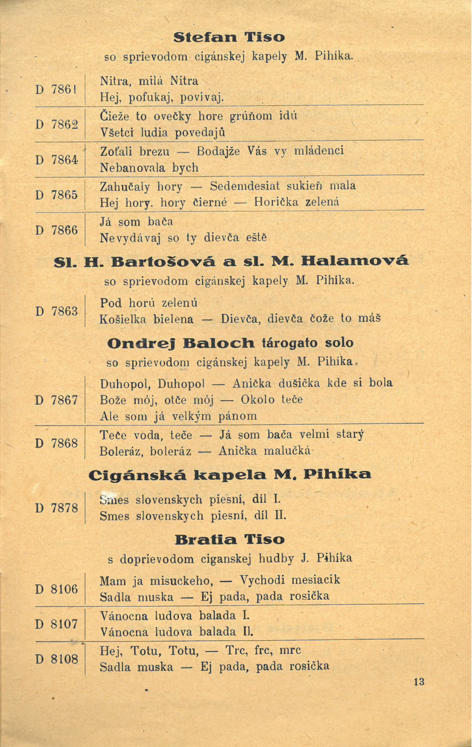 Columbia Seznam slováckých písní 1925, strana 13