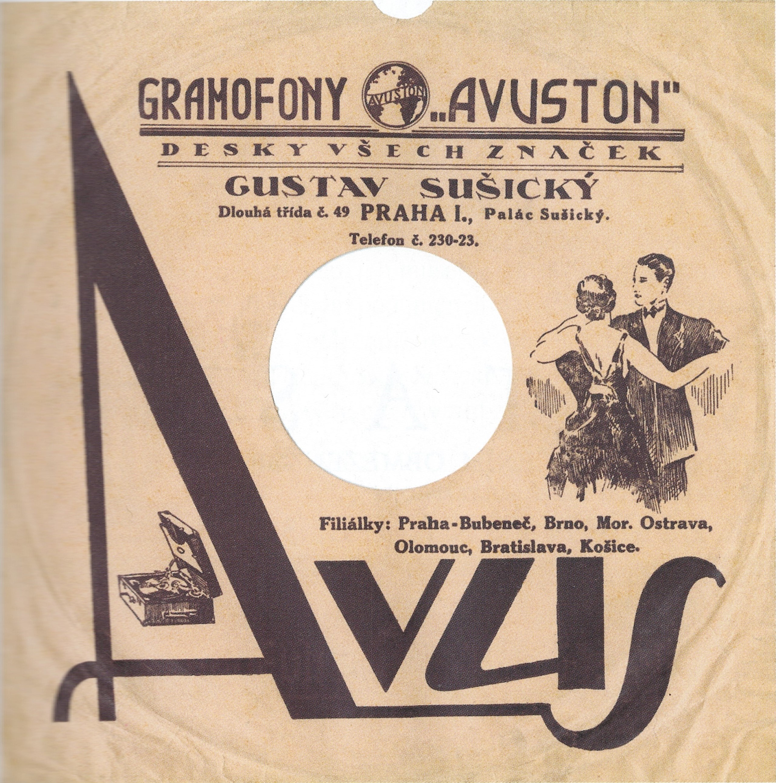Obal s reklamou predajcu AVUS - Gustav Sušický