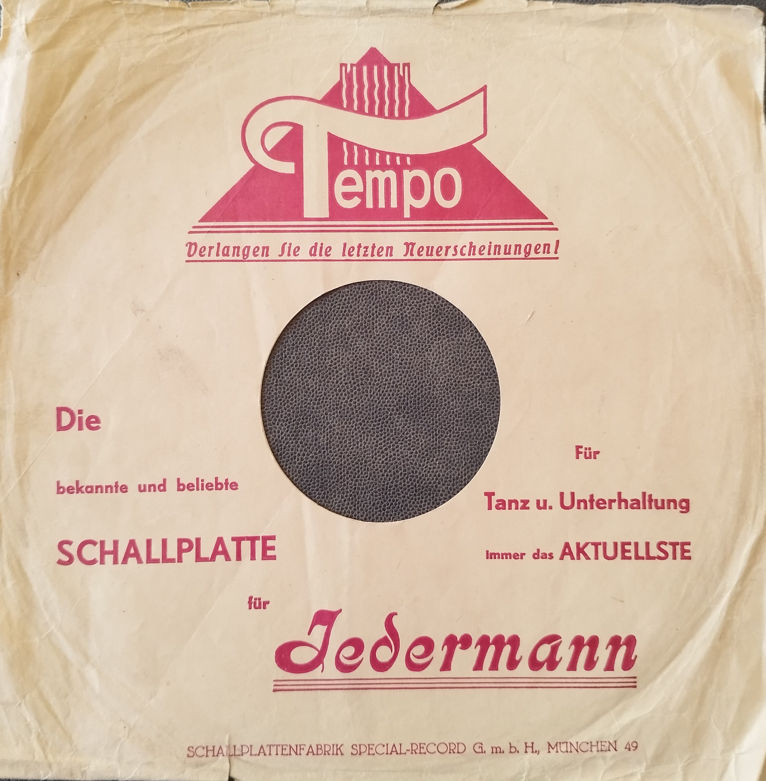 Tempo - obal zo začiatku 50. rokov, druhá strana