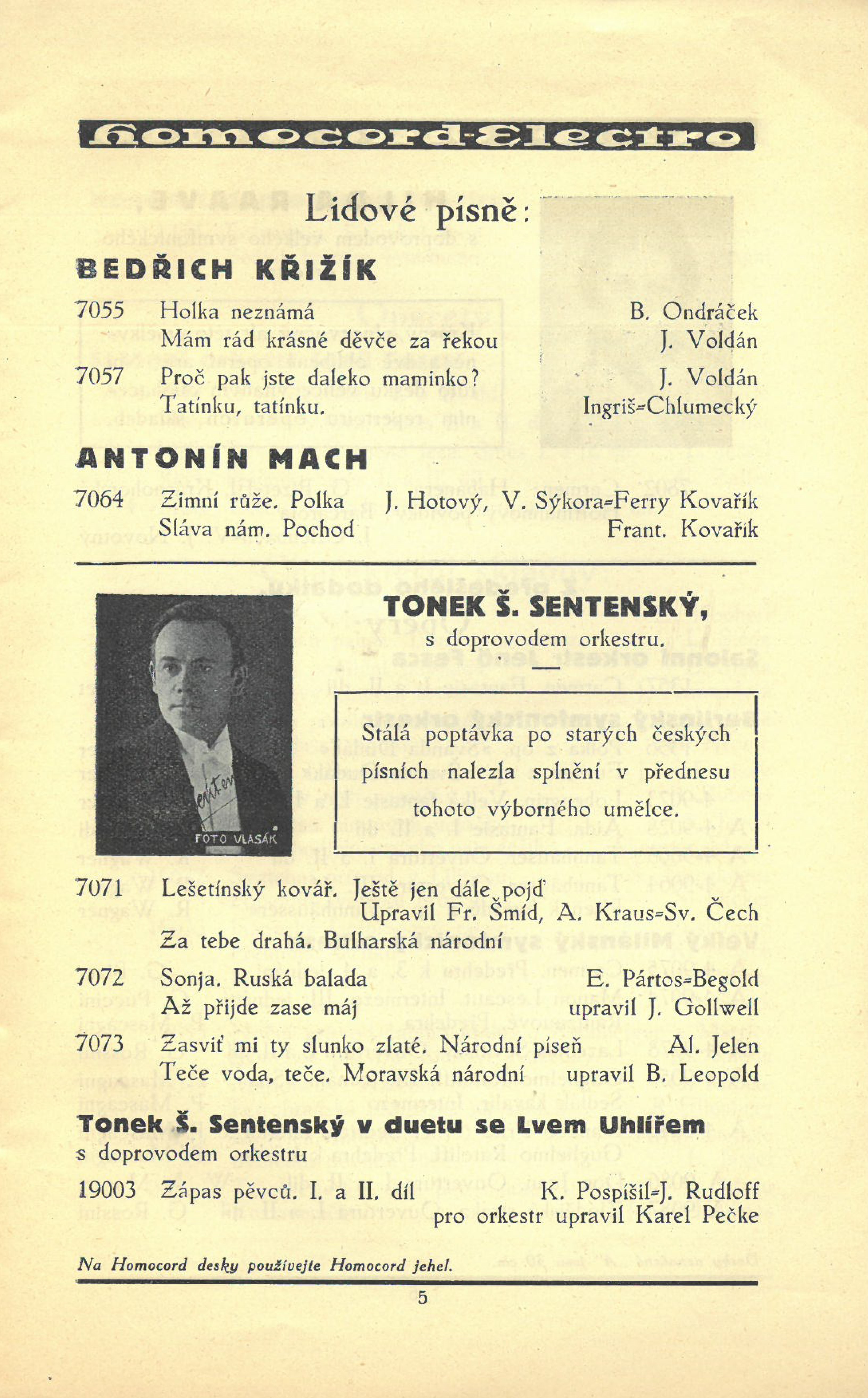 Homocord listopadový dodatek 1930, strana 5