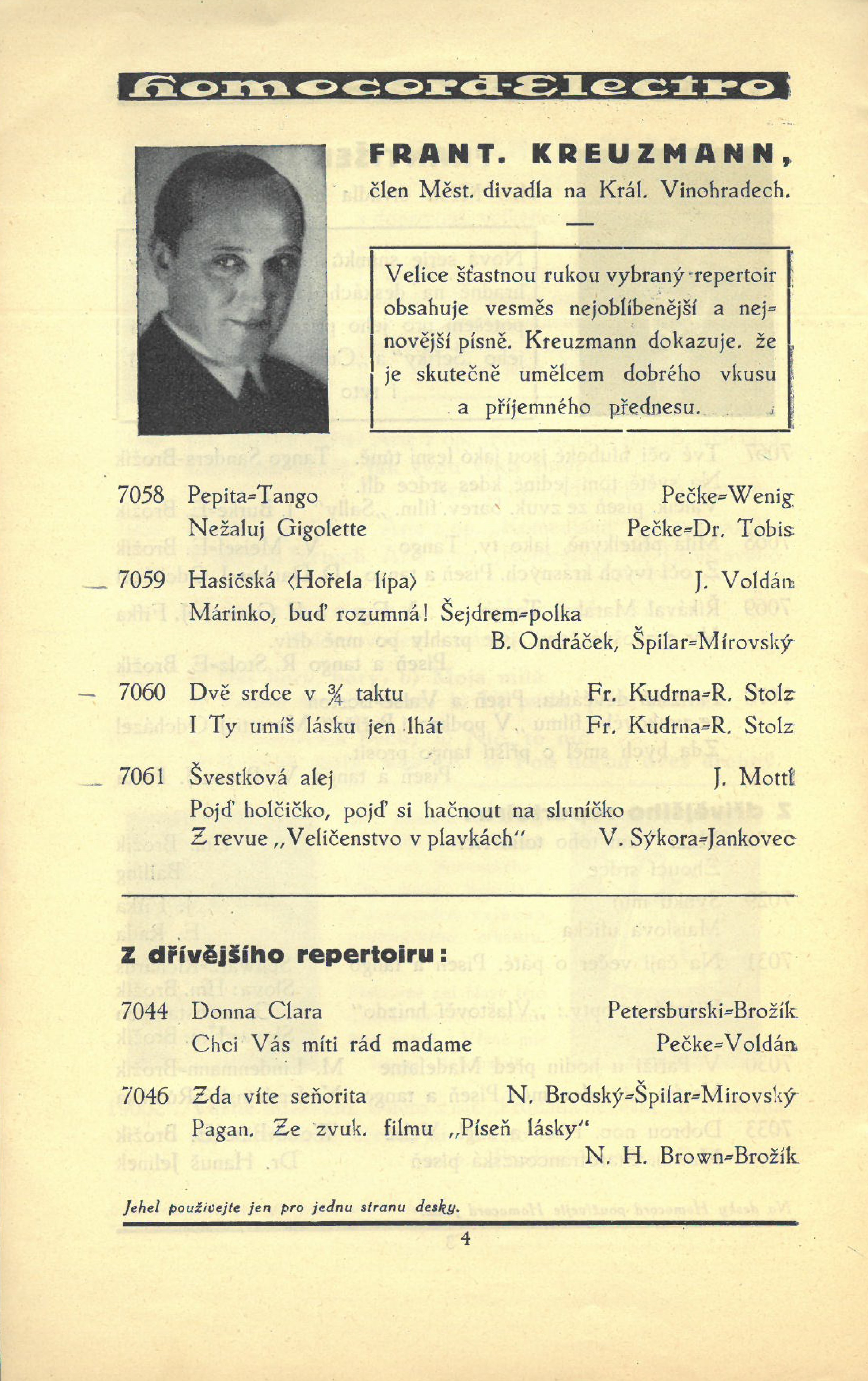 Homocord listopadový dodatek 1930, strana 4