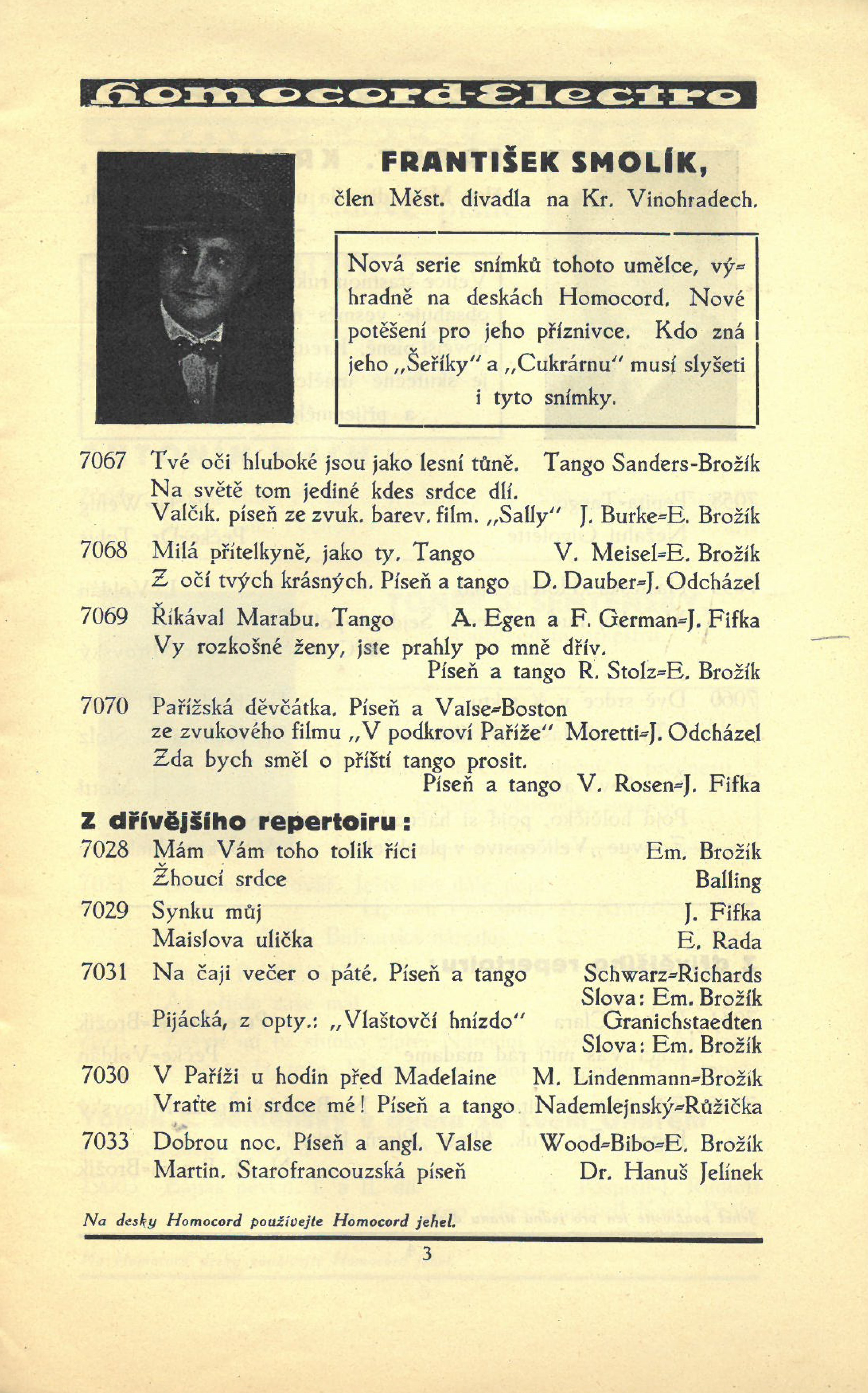 Homocord listopadový dodatek 1930, strana 3