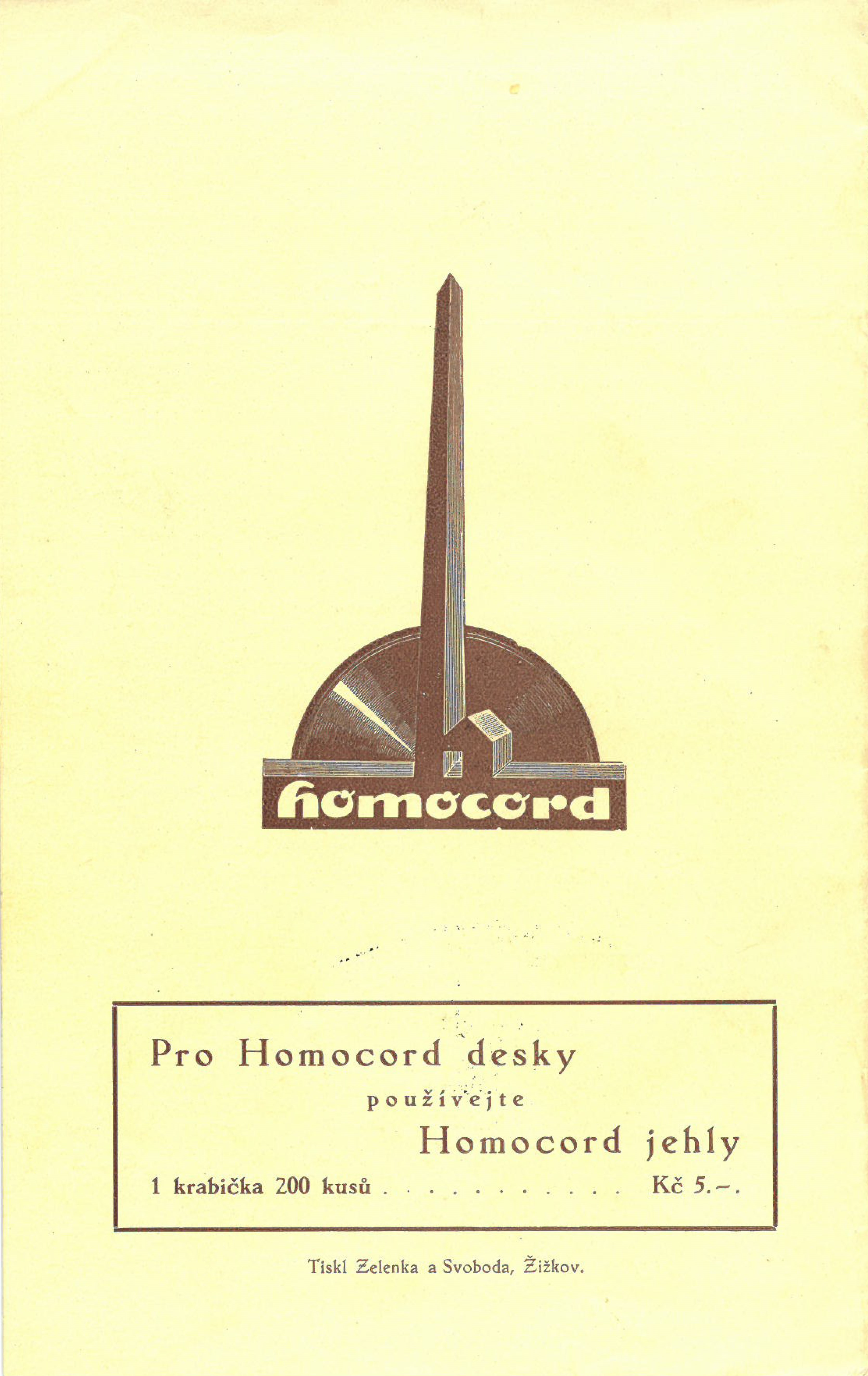 Homocord listopadový dodatek 1930, zadná strana